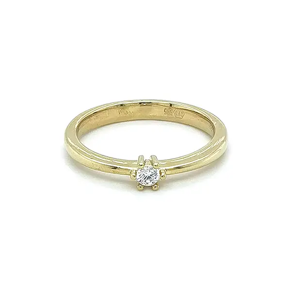 Gold Engagement Ring with Zircon