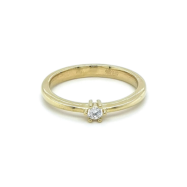 Gold Engagement Ring with Zircon