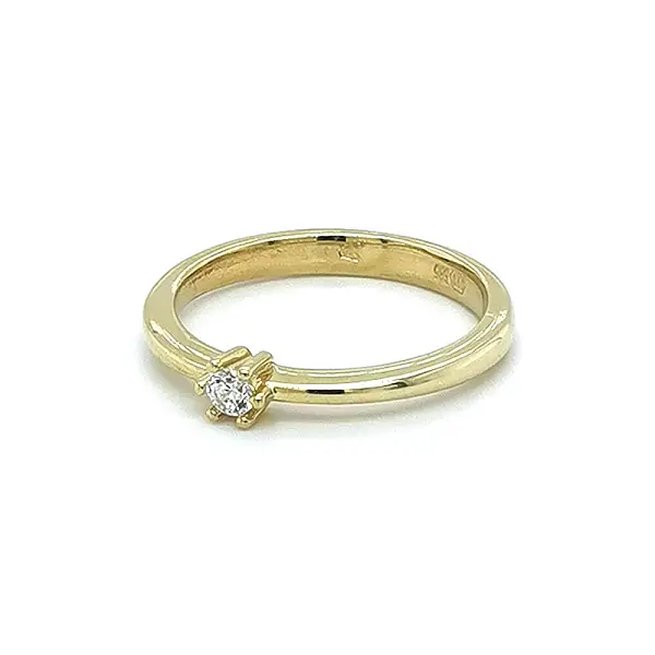 Gold Engagement Ring with Zircon