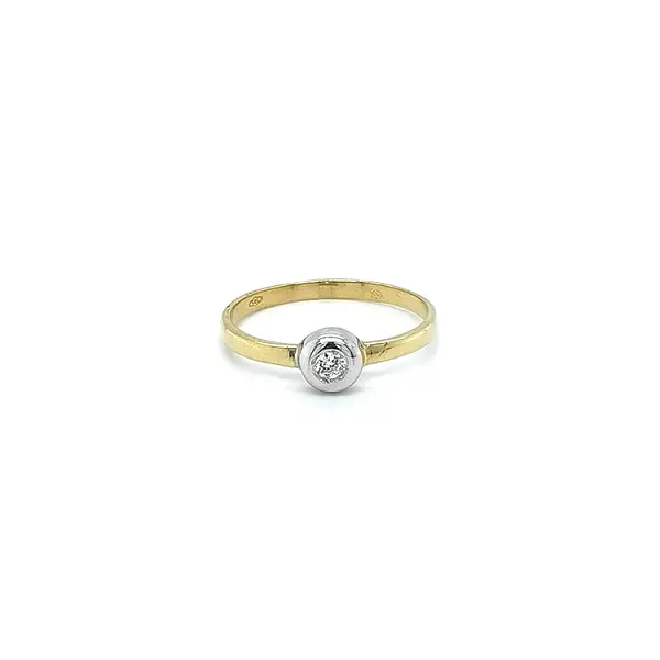 Gold Engagement Ring with Zircon