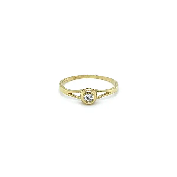 Gold Engagement Ring with Zircon