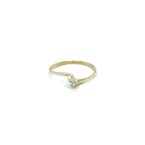 Gold Engagement Ring with Zircon