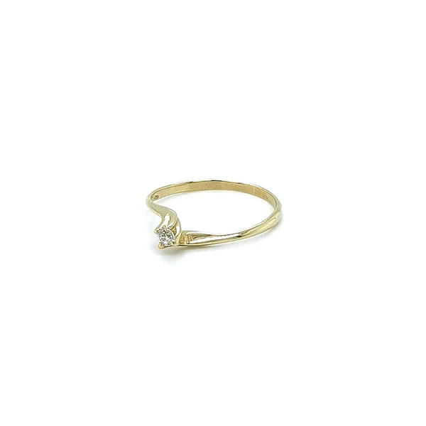 Gold Engagement Ring with Zircon