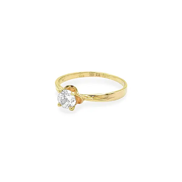 Gold Engagement Ring with Zircon