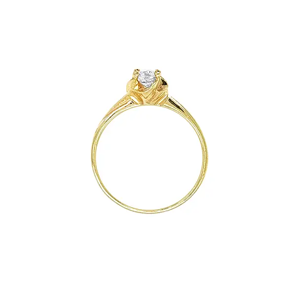 Gold Engagement Ring with Zircon