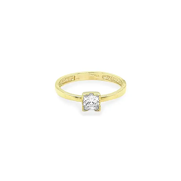 Gold Engagement Ring with Zircon