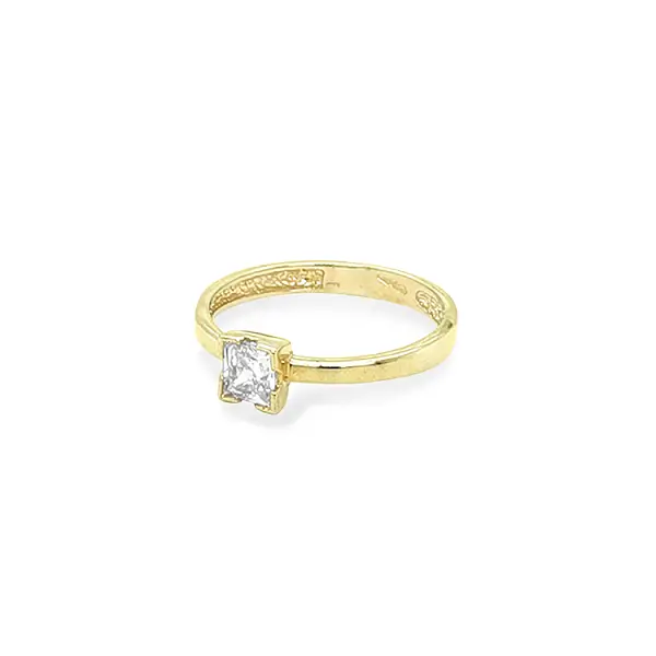 Gold Engagement Ring with Zircon