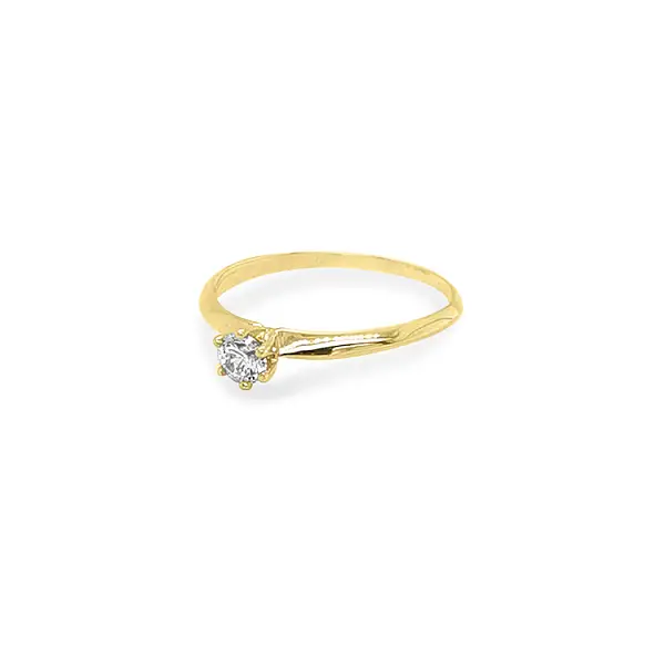 Gold Engagement Ring with Zircon