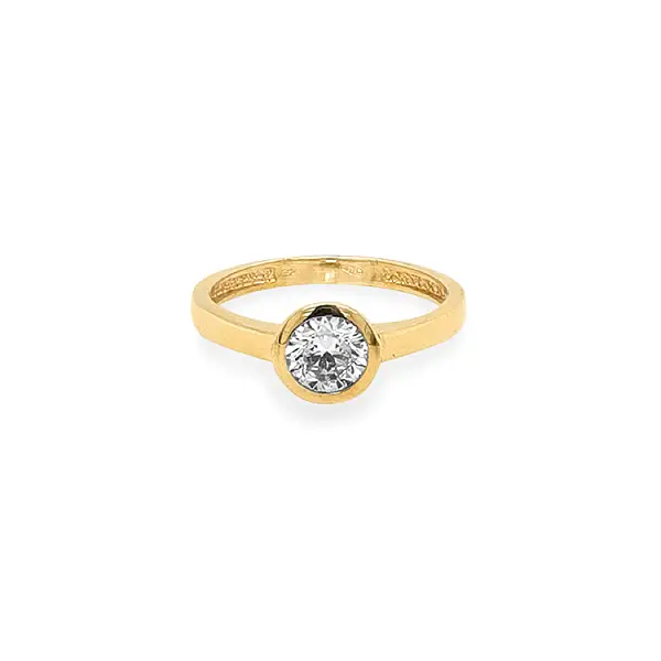 Gold Engagement Ring with Zircon