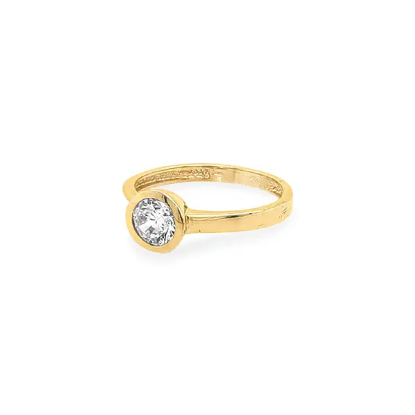 Gold Engagement Ring with Zircon