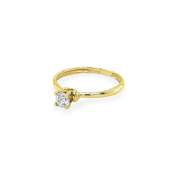 Gold Engagement Ring with Zircon