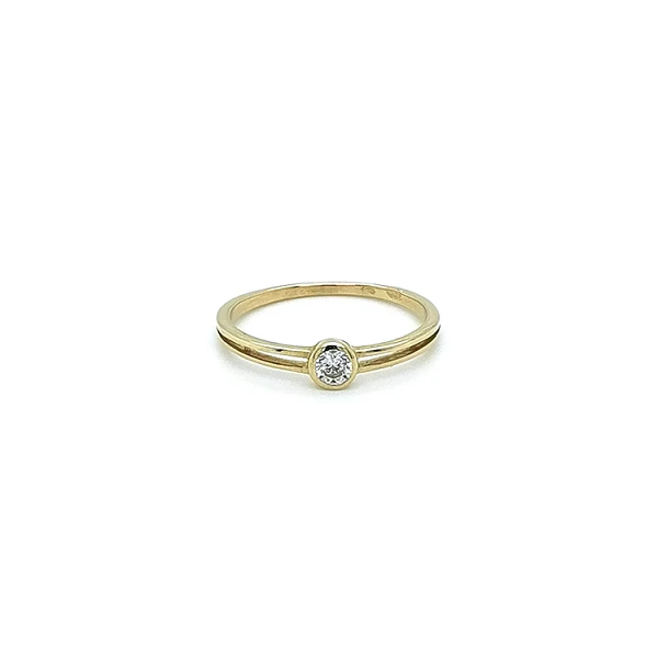 Gold Engagement Ring with Zircon