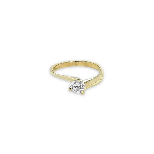 Gold engagement ring with cubic zirconia