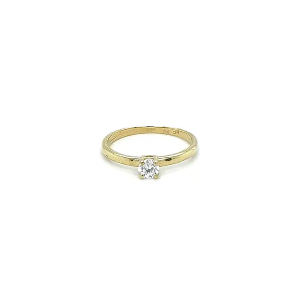 Gold Engagement Ring with Zircon