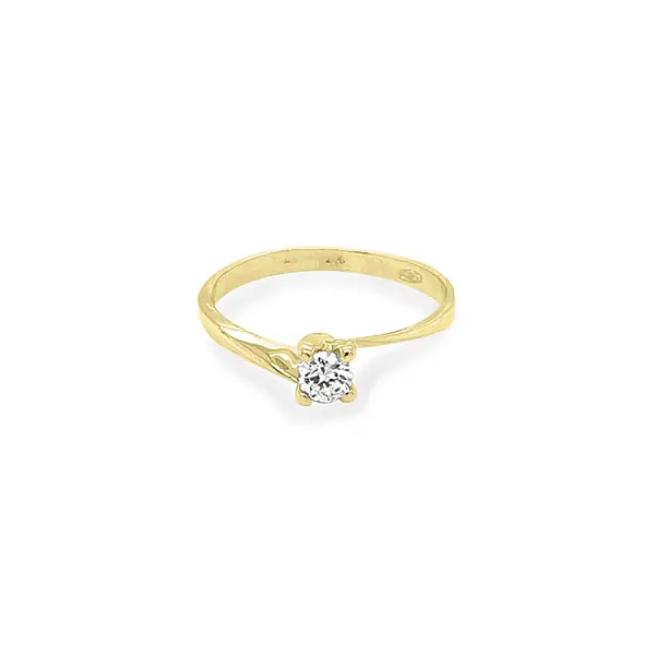 Gold Engagement Ring with Zircones