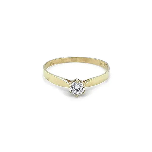Gold Engagement Ring with Zircon
