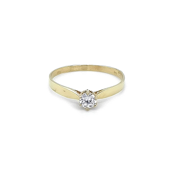 Gold Engagement Ring with Zircon