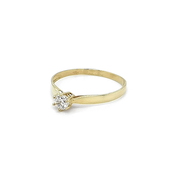 Gold Engagement Ring with Zircon