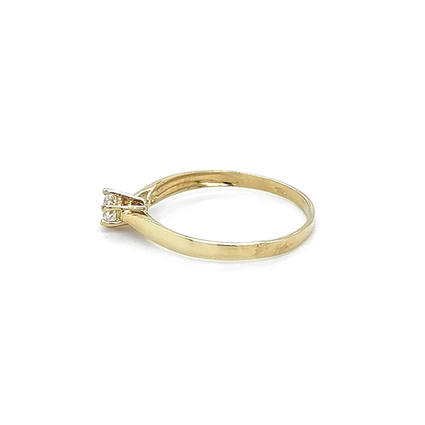 Gold Engagement Ring with Zircon