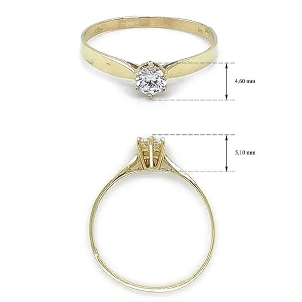 Gold Engagement Ring with Zircon
