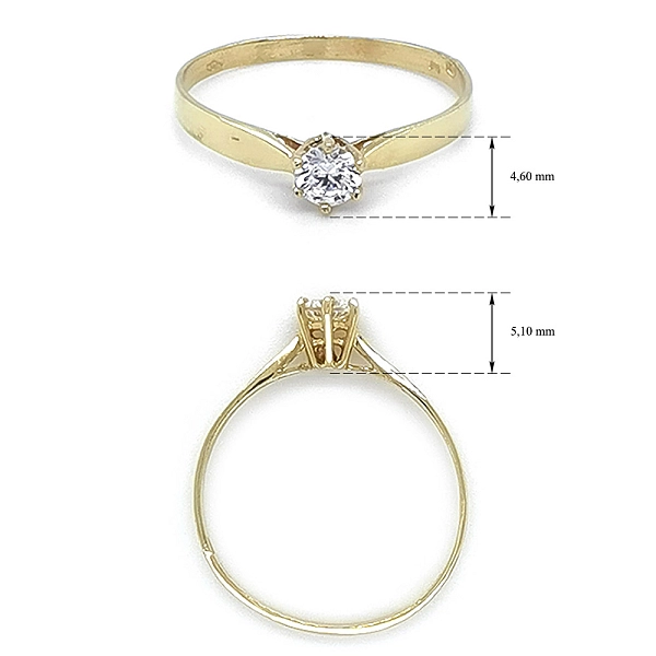 Gold Engagement Ring with Zircon