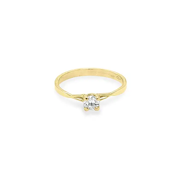 Gold Engagement Ring with Zircon
