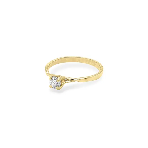 Gold Engagement Ring with Zircon