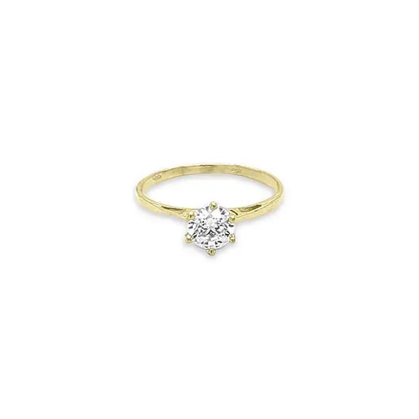 Gold engagement ring with cubic zirconia