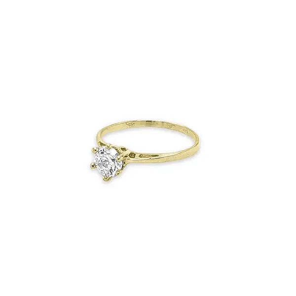 Gold engagement ring with cubic zirconia