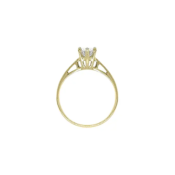 Gold engagement ring with cubic zirconia