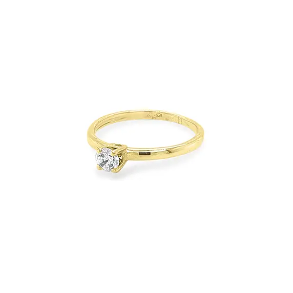 Gold Engagement Ring with Zircon