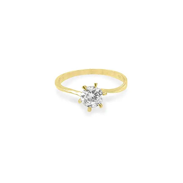 Gold Engagement Ring with Zircon