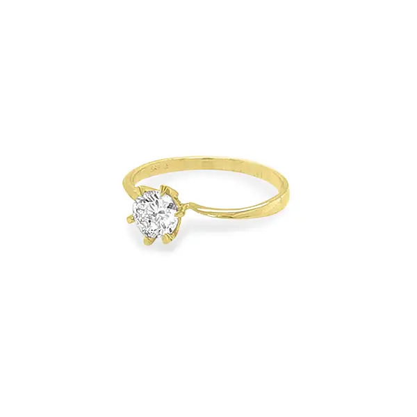 Gold Engagement Ring with Zircon