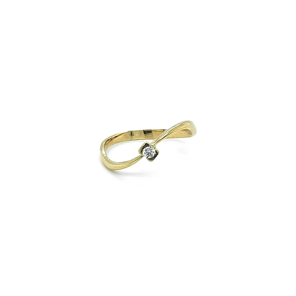 Gold Engagement Ring with Zircon