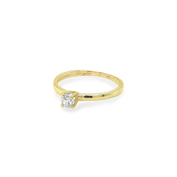 Gold Engagement Ring with Zircon