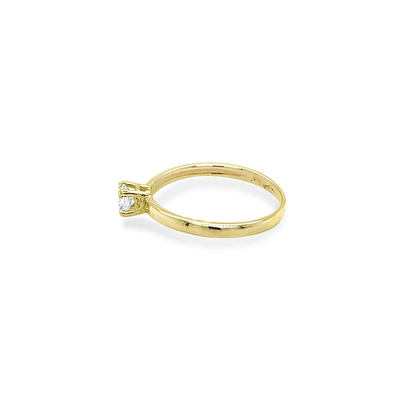 Gold Engagement Ring with Zircon