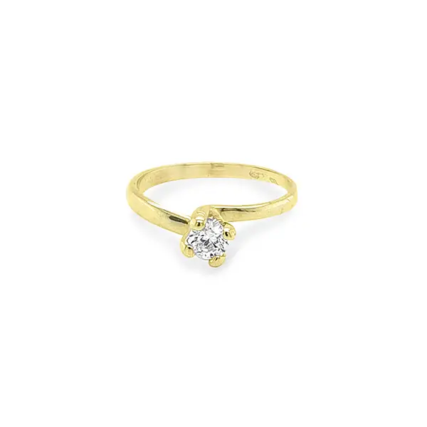 Gold Engagement Ring with Zircon