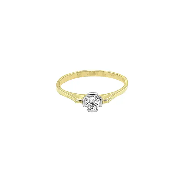 Gold Engagement Ring with Zircon