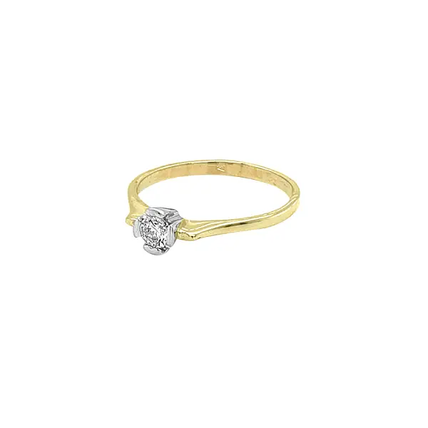 Gold Engagement Ring with Zircon