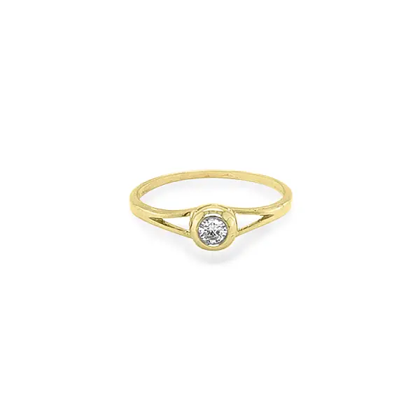 Gold Engagement Ring with Zircon