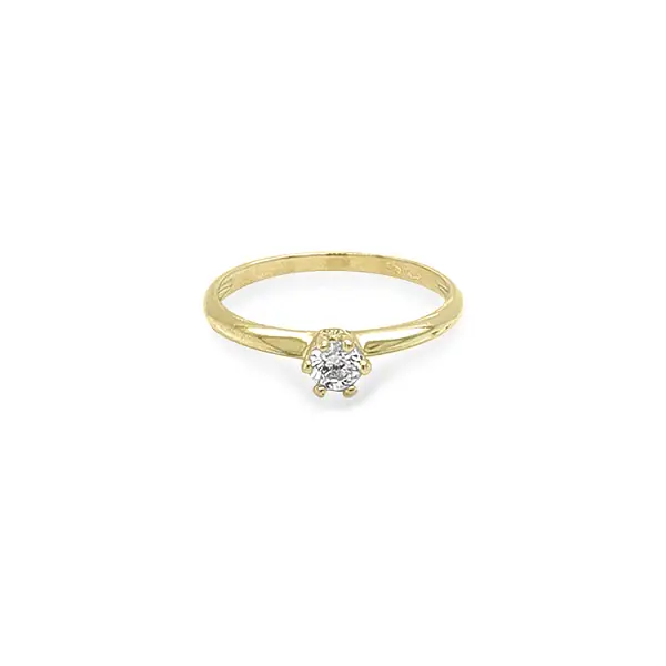 Gold Engagement Ring with Zircon