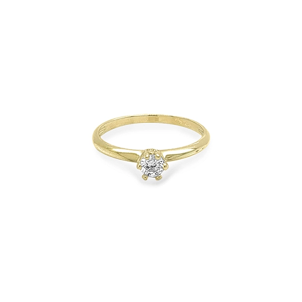 Gold Engagement Ring with Zircon