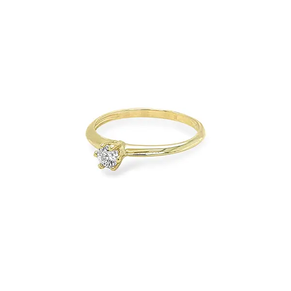 Gold Engagement Ring with Zircon