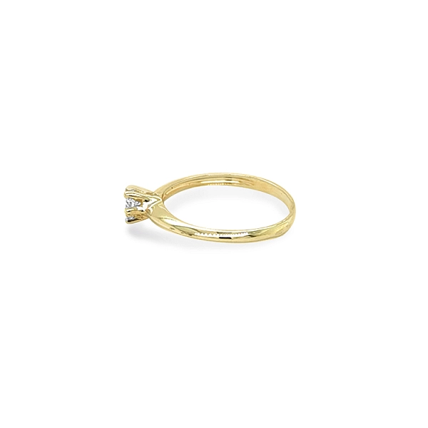 Gold Engagement Ring with Zircon