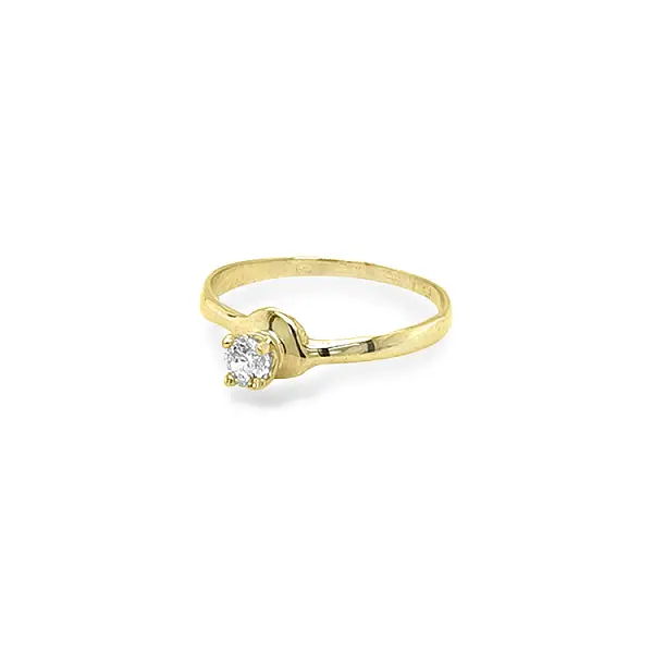 Gold Engagement Ring with Zircon