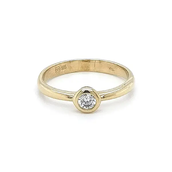 Gold Engagement Ring with Zircon