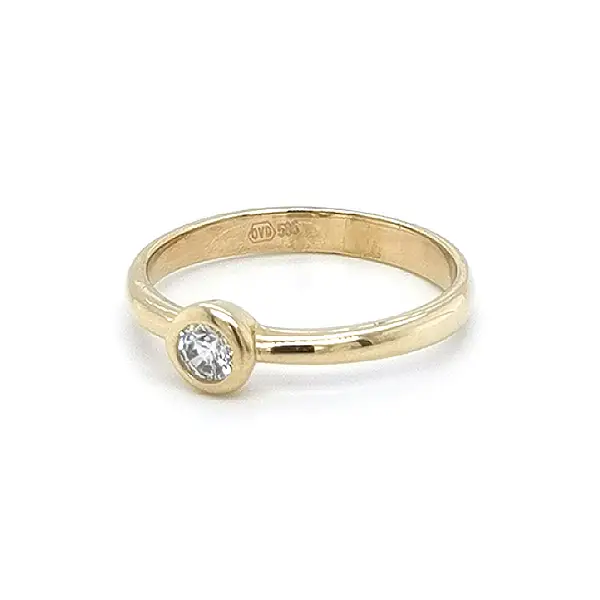 Gold Engagement Ring with Zircon