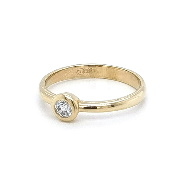 Gold Engagement Ring with Zircon