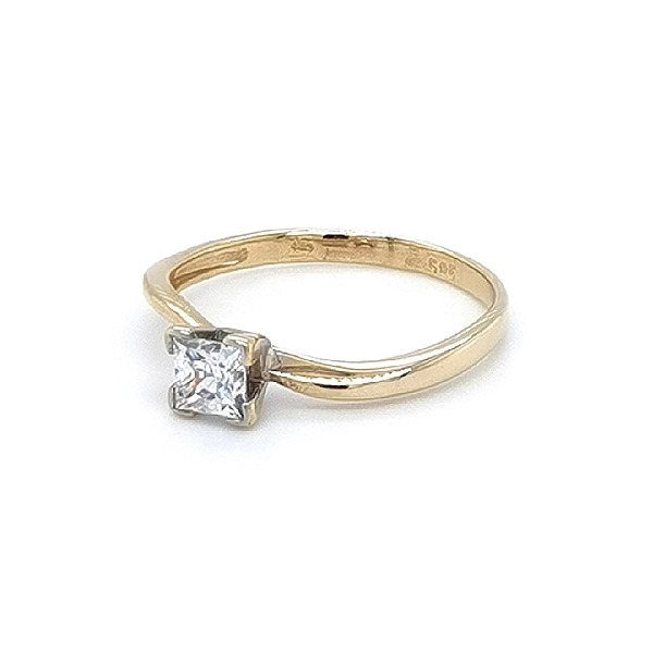 Gold Engagement Ring with Zircon