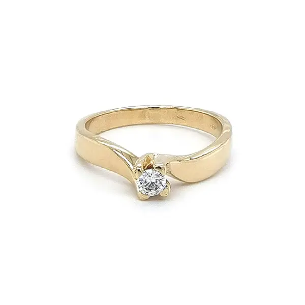 Gold Engagement Ring with Zircon